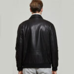 Bomia MA-1 Black Leather Bomber Jacket - Image 2