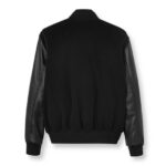 Men's Black Varsity Leather Bomber Jacket - Image 2