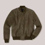 Men's A-1 Sheepskin Suede Leather Bomber Jacket