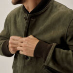 Men's A-1 Sheepskin Suede Leather Bomber Jacket - Image 2