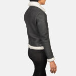 Sherilyn B-3 Black & White Leather Bomber Jacket - Image 2