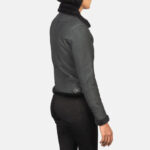 Sherilyn B-3 Distressed Black Leather Bomber Jacket - Image 3