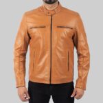 Premium Ricky Men's Tan Biker Leather Jacket