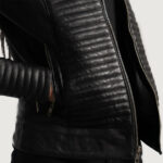 Cityscape Black Leather Biker Jacket - Image 3