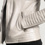 Ice Maiden Silver Quilted Leather Biker Jacket - Image 3