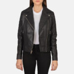 Carolyn Quilted Black Biker Jacket - Image 3