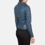 Flashback Blue Leather Biker Jacket - Image 2