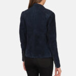 Kelsee Navy Blue Suede Biker Jacket - Image 2