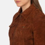 Suzy Brown Suede Trucker Jacket - Image 2