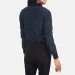Ava MA-1 Blue Suede Bomber Jacket - Image 2