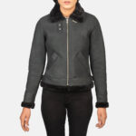 Sherilyn B-3 Distressed Black Leather Bomber Jacket