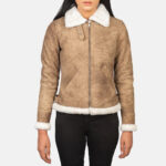 Sherilyn B-3 Distressed Brown Leather Bomber Jacket - Image 3