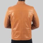 Premium Ricky Men's Tan Biker Leather Jacket - Image 2