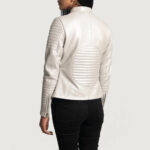 Ice Maiden Silver Quilted Leather Biker Jacket - Image 2