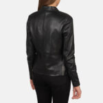 Rave Black Leather Biker Jacket - Image 2