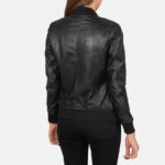 Bliss Black Leather Bomber Jacket - Image 2