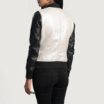 Cole Silver Leather Bomber Jacket - Image 2