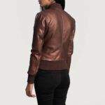Reida Maroon Leather Bomber Jacket - Image 2