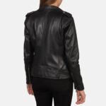 Alison Black Leather Biker Jacket - Image 2