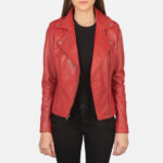 Flashback Red Leather Biker Jacket - Image 3