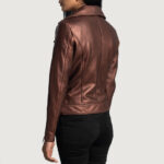 Rumy Maroon Leather Biker Jacket - Image 2
