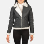 Sherilyn B-3 Black & White Leather Bomber Jacket - Image 3