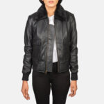 Stella G-1 Black Leather Bomber Jacket - Image 3
