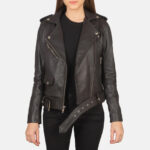 Alison Brown Leather Biker Jacket - Image 3