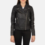 Carolyn Quilted Black Biker Jacket