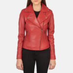 Flashback Red Leather Biker Jacket