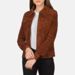 Suzy Brown Suede Trucker Jacket - Image 3