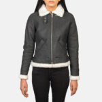 Sherilyn B-3 Black & White Leather Bomber Jacket