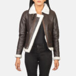 Sherilyn B-3 Brown Leather Bomber Jacket - Image 3