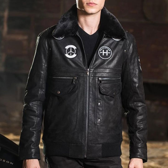 Hartford-Airforce-Black-Bomber-Leather-Jacket Hartford Airforce Black Bomber Leather Jacket - Image 1