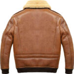Men's Aviator Camel Brown A-2 Fur Shearling Leather Bomber Jacket - Image 2