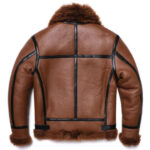 Men's Brown RAF Aviator Shearling Bomber Jacket - Image 2