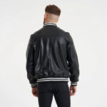 Men's Genuine Leather Varsity Bomber Jacket - Image 2